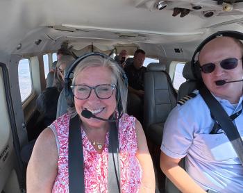 Anita Rich with pilot Peter Griffin
