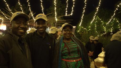 Ruth (mama) and Henry (baba) Kambenga with MAF Tanzania Ops Manager Emmanuel Mollel.
