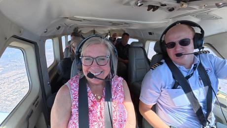 Anita Rich with pilot Peter Griffin