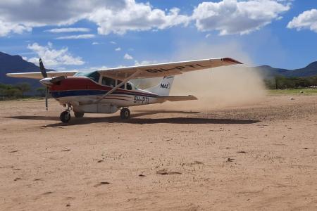 A MAF Cessna 206 at Haydom in Tanzania.