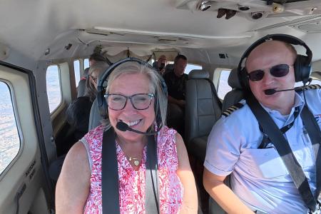 Anita Rich with pilot Peter Griffin