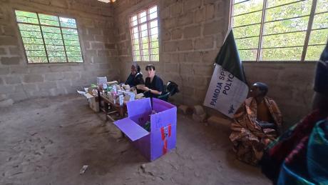 Pharmacy set up for free medicine to treat conditions diagnosed